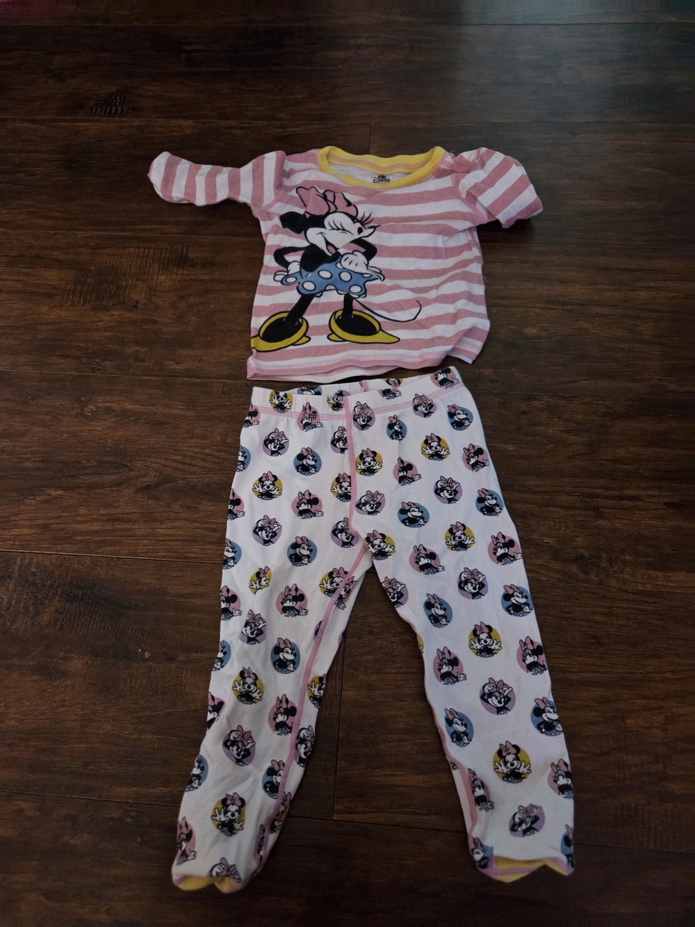 Disney Pink and Yellow Minnie Mouse Kids Pajama Set